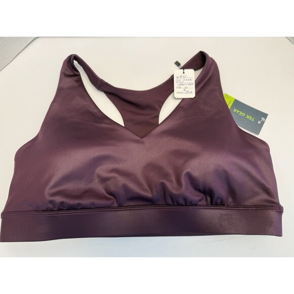 TEK Gear Size L Ultra Stretch Med Impact V-Neck Racerback Sports Bra New - Picture 1 of 5